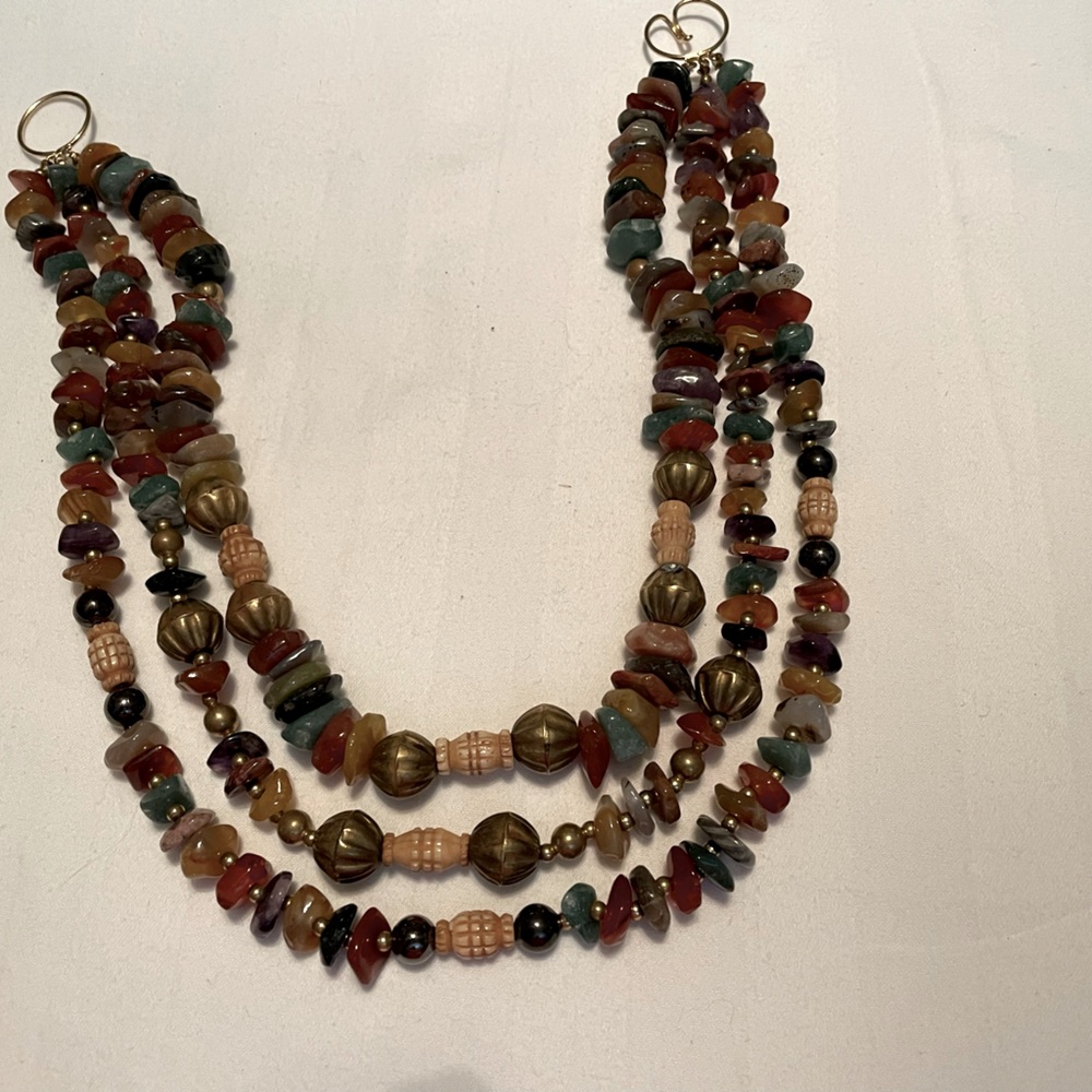 3 string beaded necklace